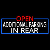 Open Additional Parking In Rear With Blue Border Neon Sign