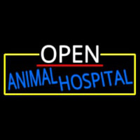 Open Animal Hospital With Yellow Border Neon Sign
