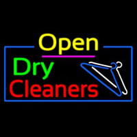 Open Dry Cleaners Logo Neon Sign
