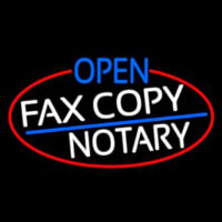 Open Fa  Copy Notary Oval With Red Border Neon Sign