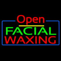 Open Green Red Facial Wa ing Blue Border Neon Sign