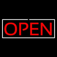 Open Horizontal Red Letters With White Border Neon Sign