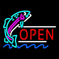 Open Jumping Fish Neon Sign
