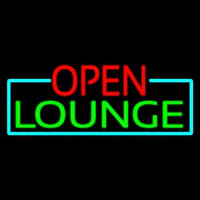 Open Lounge With Turquoise Border Neon Sign