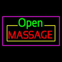 Open Massage Rectangle Pink Neon Sign