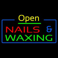 Open Nails And Wa ing Blue Border Neon Sign