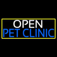 Open Pet Clinic With Yellow Border Neon Sign
