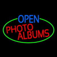 Open Photo Albums Oval With Green Border Neon Sign