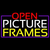 Open Picture Frames With Purple Border Neon Sign