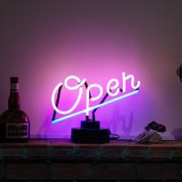 Open Pink Desktop Neon Sign