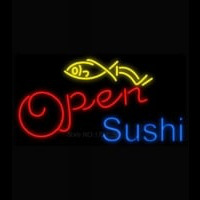 Open Sushi Fish Neon Sign