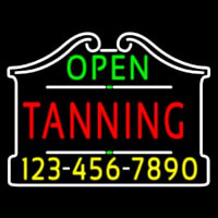 Open Tanning With Phone Number Neon Sign