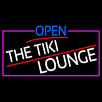 Open The Tiki Lounge With Pink Border Neon Sign