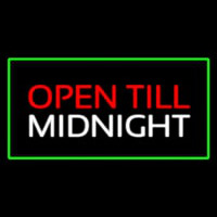 Open Till Midnight Rectangle Green Neon Sign