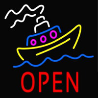 Open With Boat Neon Sign