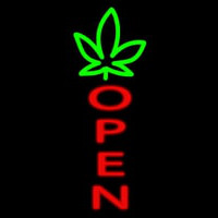 Open With Leaf Logo Neon Sign