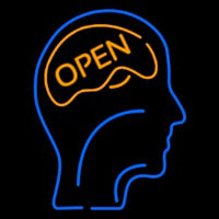 Open With Man Head Neon Sign