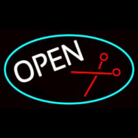 Open With Scissor Logo Neon Sign