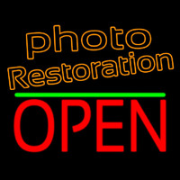 Orange Photo Restoration With Open 1 Neon Sign
