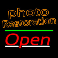 Orange Photo Restoration With Open 3 Neon Sign