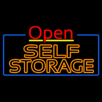 Orange Self Storage Block With Open 4 Neon Sign