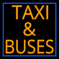Orange Ta i And Buses With Border Neon Sign
