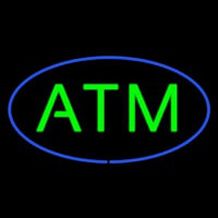 Oval Atm Blue Border Neon Sign