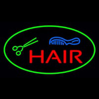Oval Hair With Comb And Scissor Neon Sign