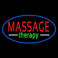 Oval Massage Therapy Blue Border Neon Sign