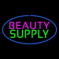 Oval Pink Beauty Green Supply Blue Border Neon Sign