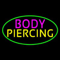 Oval Pink Body Green Piercing Neon Sign