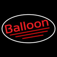 Oval Red Balloon Cursive Neon Sign