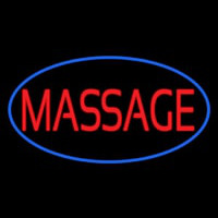 Oval Red Massage Blue Border Neon Sign