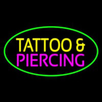 Oval Tattoo And Piercing Green Border Neon Sign