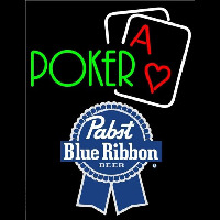 Pabst Blue Ribbon Green Poker Beer Sign Neon Sign