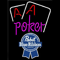 Pabst Blue Ribbon Purple Lettering Red Aces White Cards Beer Sign Neon Sign