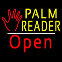 Palm Reader Logo Open White Line Neon Sign
