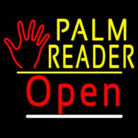 Palm Reader Logo Open Yellow Line Neon Sign