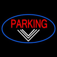 Parking And Down Arrow Oval With Blue Border Neon Sign