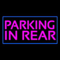 Parking In Rear Blue Rectangle Neon Sign