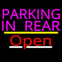 Parking In Rear Open Yellow Line Neon Sign