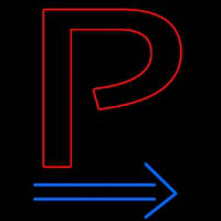 Parking P With Arrow Neon Sign