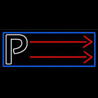 Parking P With Arrow With Blue Border Neon Sign