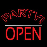 Party Open White Line Neon Sign