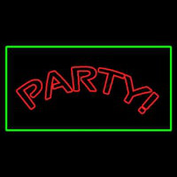Party Rectangle Green Neon Sign