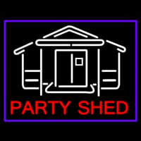 Party Shed With Blue Border Neon Sign