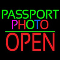 Passport Multi Color Photo With Open 1 Neon Sign