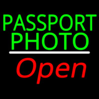 Passport Photo Open White Line Neon Sign