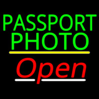 Passport Photo Open Yellow Line Neon Sign