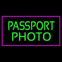 Passport Photo Purple Rectangle Neon Sign